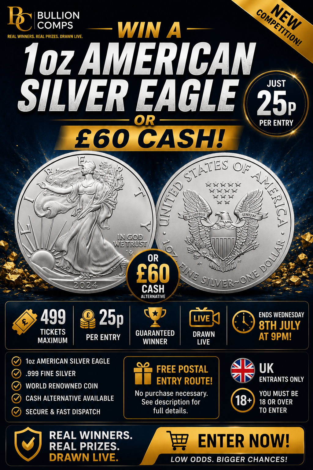 CLOSED COMP Win a 1oz American Silver Eagle or £60 Cash!