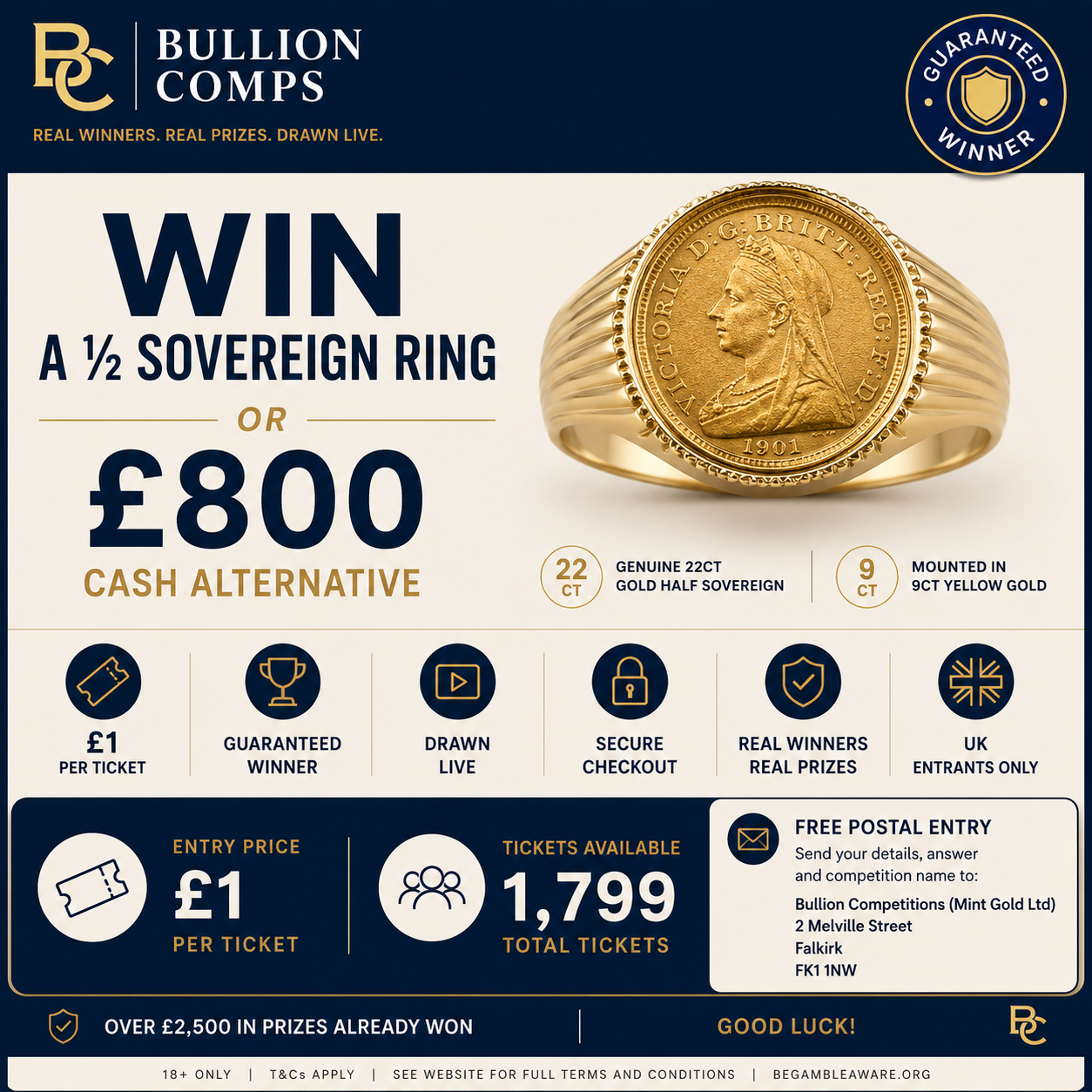 💍 Win a ½ Sovereign Ring or £800 Cash! 💷
