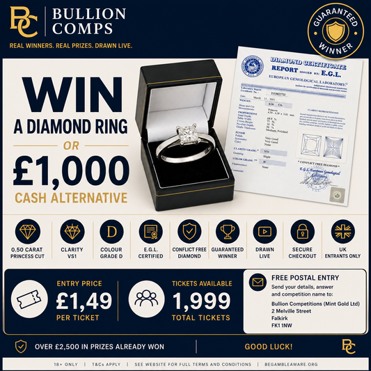 💎 Win a 0.50ct Princess Cut Diamond Ring or £1,000 Cash! 💷