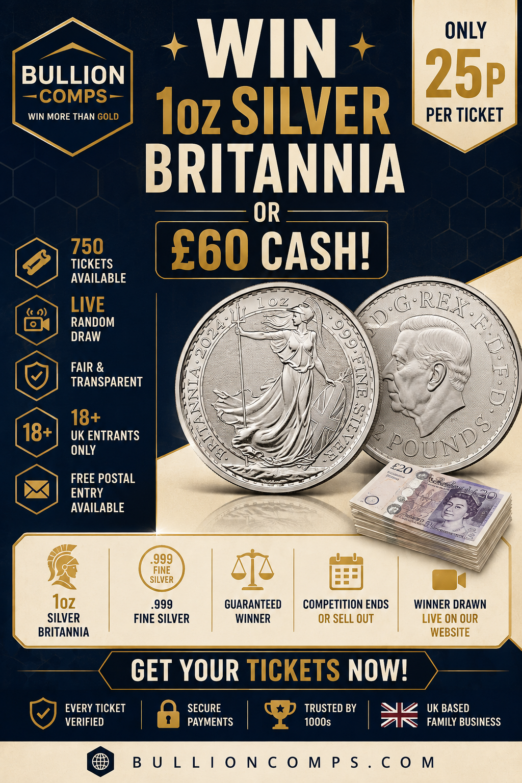 Win a 1oz Silver Britannia or £60 Cash!