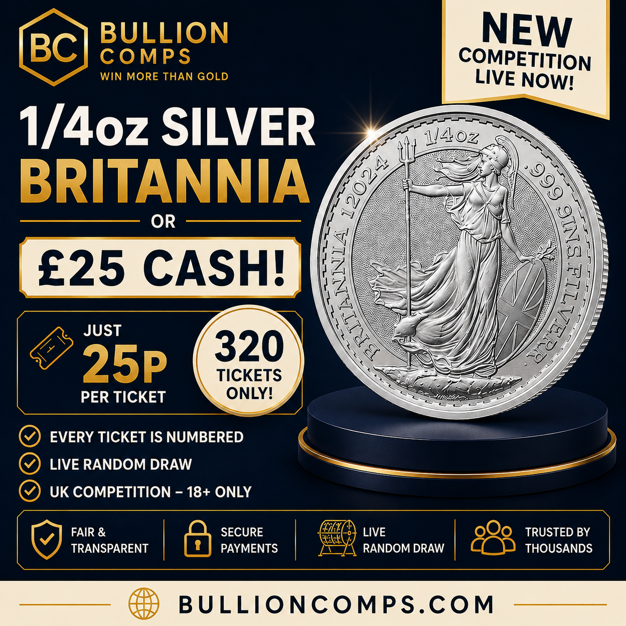 Win a 1/4oz Silver Britannia or £25 Cash!