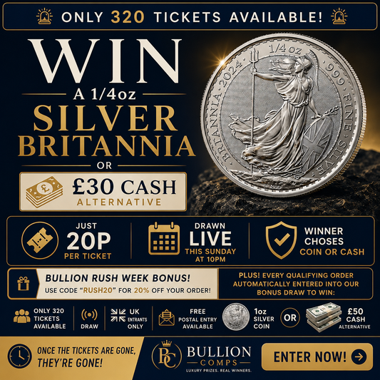 Win A 1/4oz Silver Britannia Coin Or £30 Cash!
