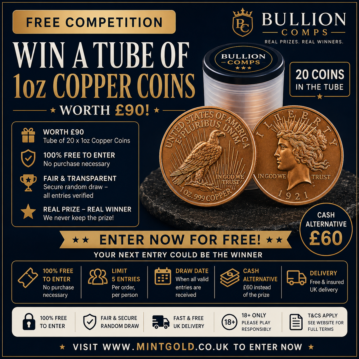 FREE GIVEAWAY TUBE OF 1oz COPPER COINS
