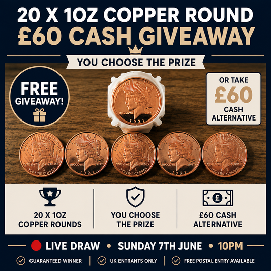 COMPETITION CLOSED FREE GIVEAWAY TUBE OF 1oz COPPER COINS