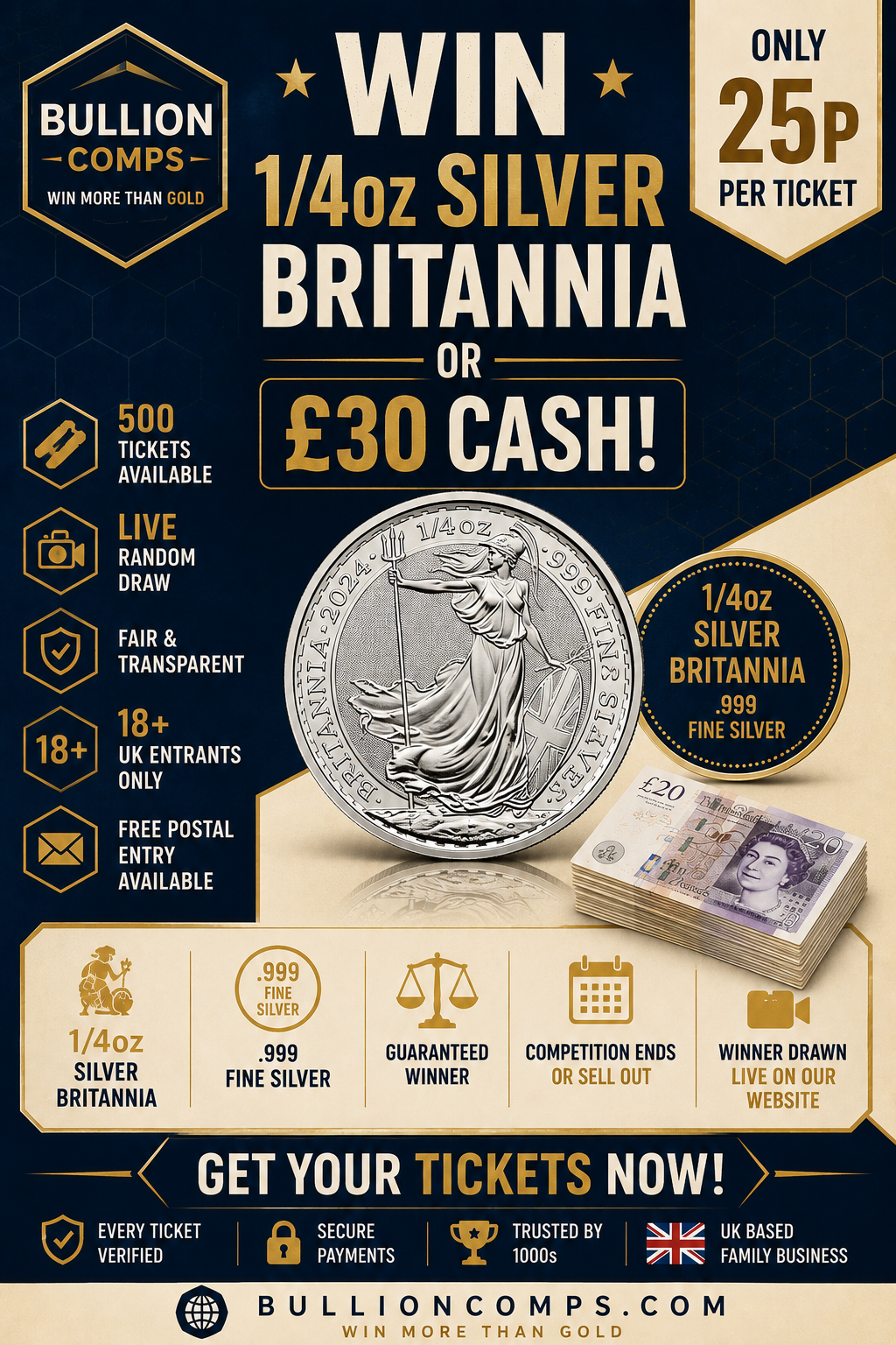 Win a 1/4oz Silver Britannia or £30 Cash!